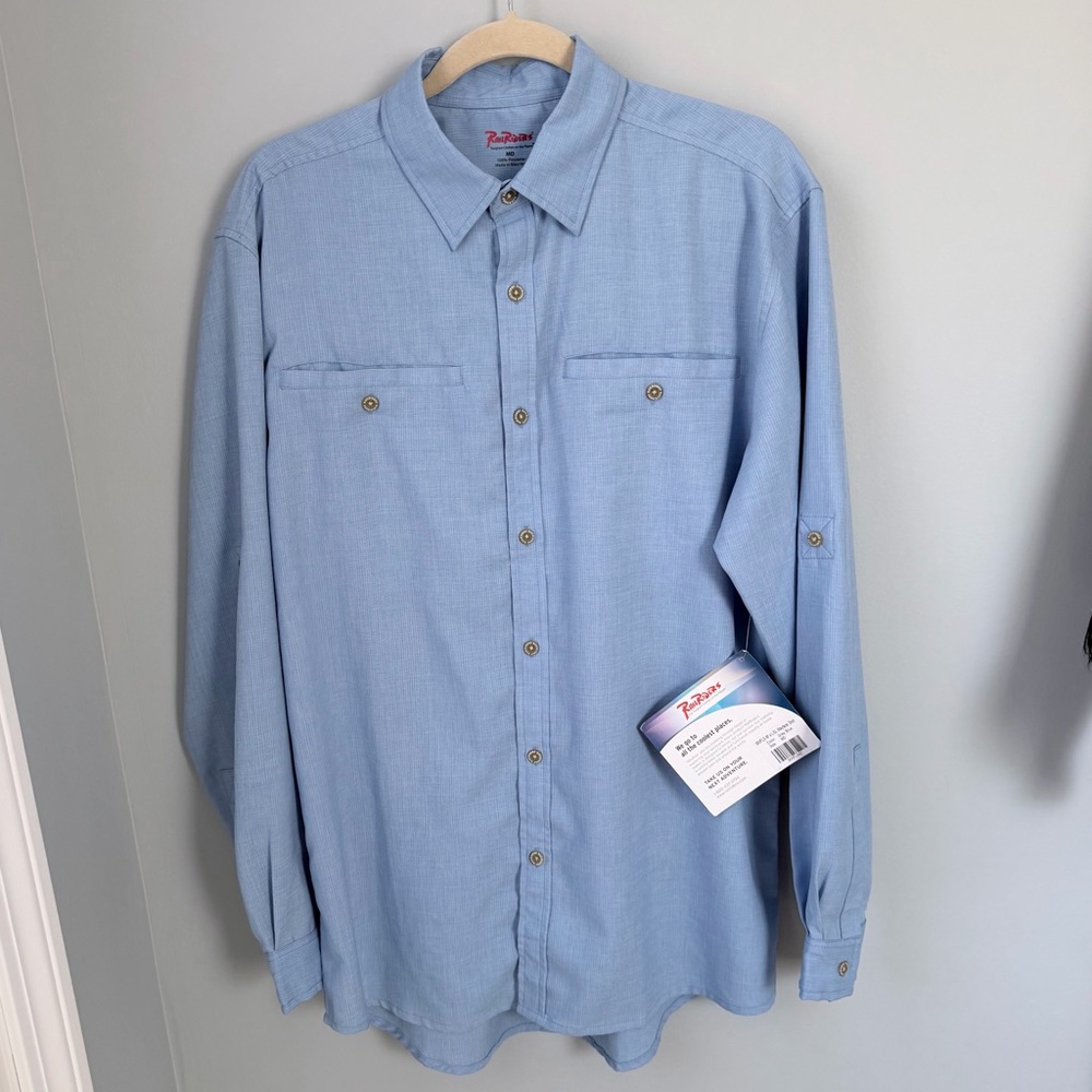Men’s Rail Riders Blue Wayfarer L/S Shirt NWT Medium